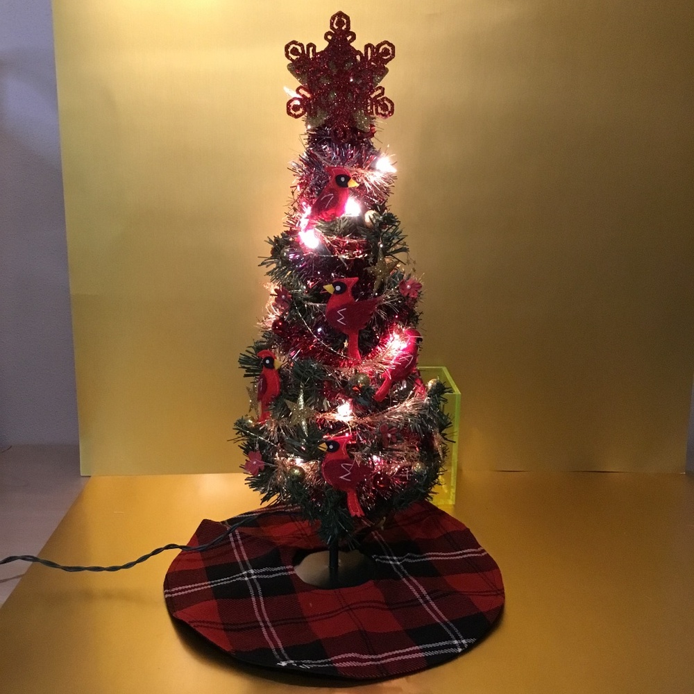 New, Handcrafted Cardinal 18 inch Christmas Tree